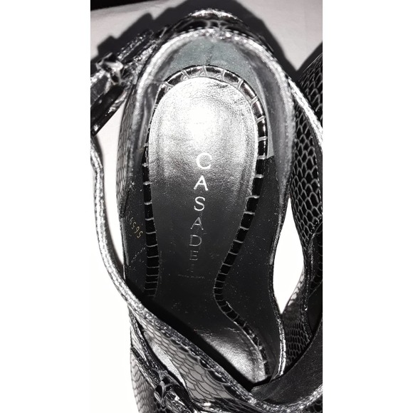 Casadei Black Patent Leather PITONDRILL NERO Open Toe Booties (38 IT) - Picture 9 of 13